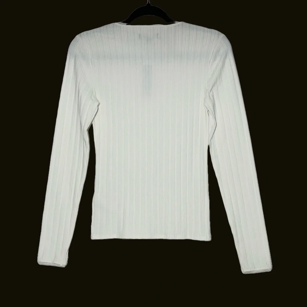 NWT J. Crew Ivory Pointelle Long-Sleeve T-Shirt, Small - Picture 5 of 14